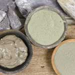 Ancient minerals - green and blue clay powder and mud mask for spa, beauty concept